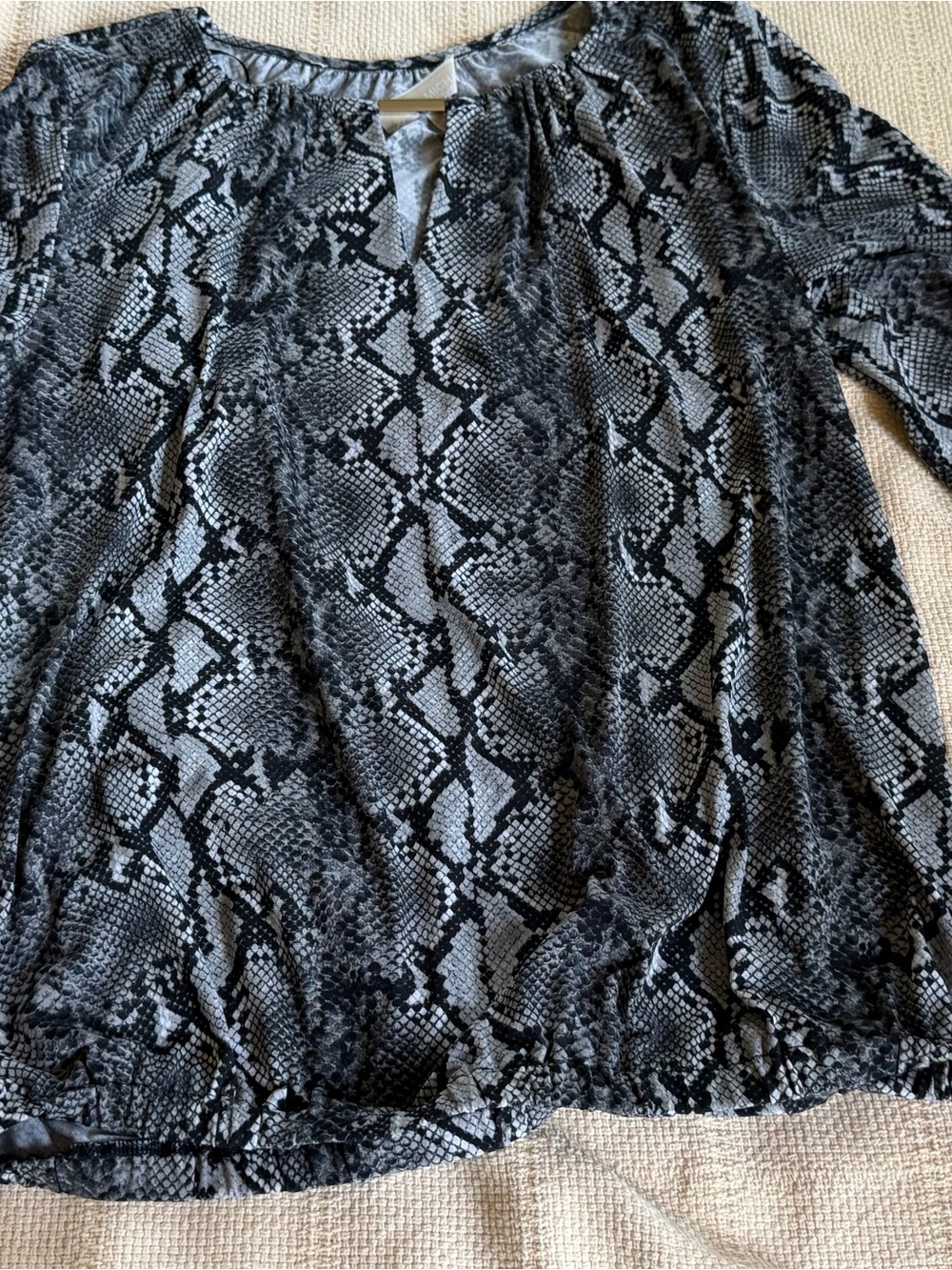 Michael Kors Black and Gray Snake-Print Top